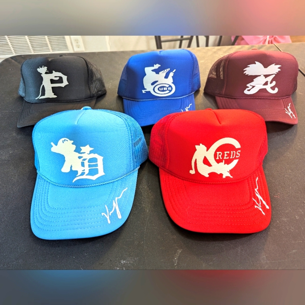 Colorful Trucker Hats with Team & Cartoon Logos